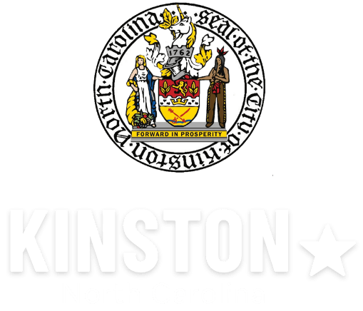 The actual city seal of Kinston, with the motto Forward in Prosperity