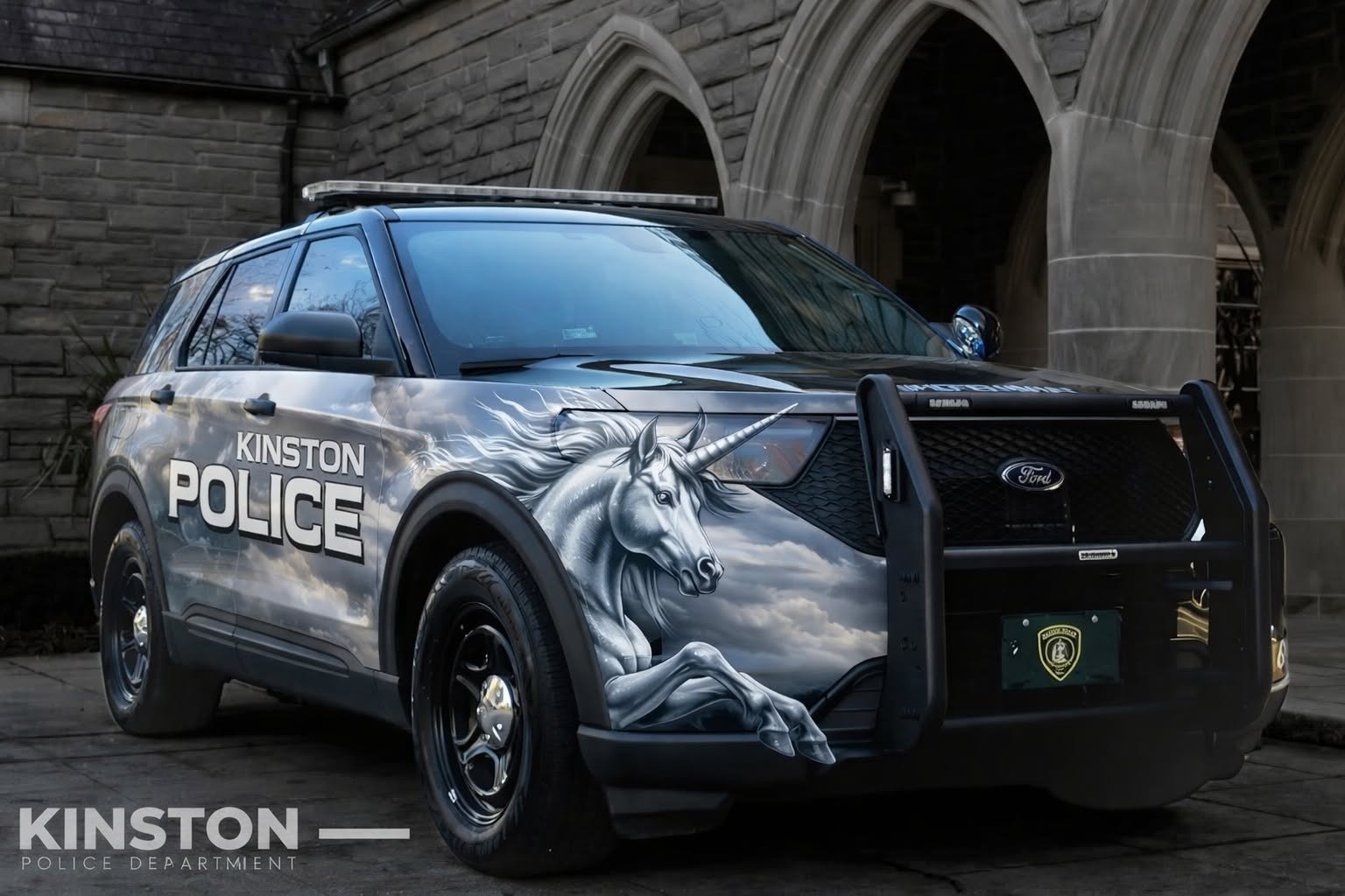 KPD’s supplied April Fools’ unicorn patrol vehicle illustration